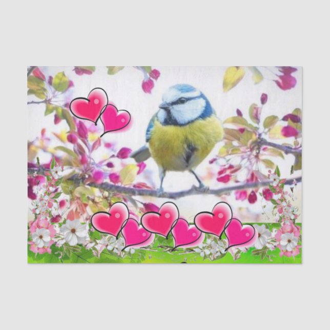 Papier Mousseline Papier de tissus Coeurs roses (Recto)