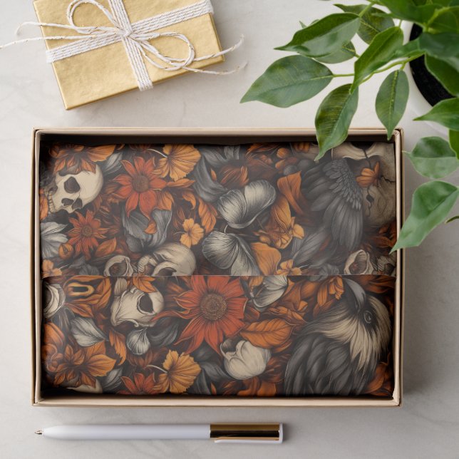 Papier Mousseline Papier de tissus d'automne Gothique Ravens (Cadeau)