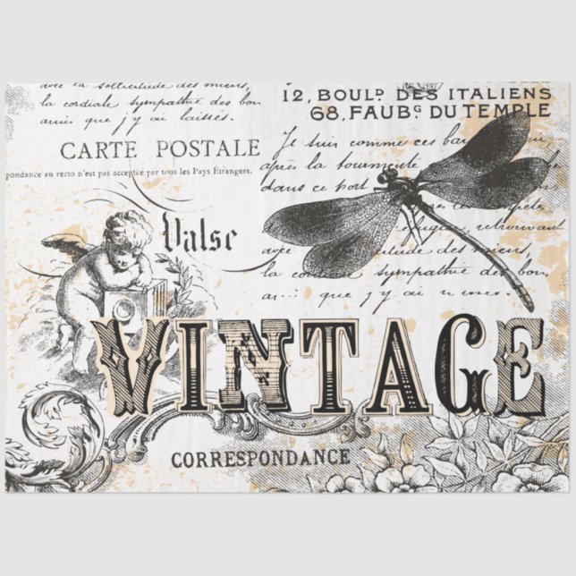 Papier Mousseline Papier de tissus de découpage - libellule (Recto)