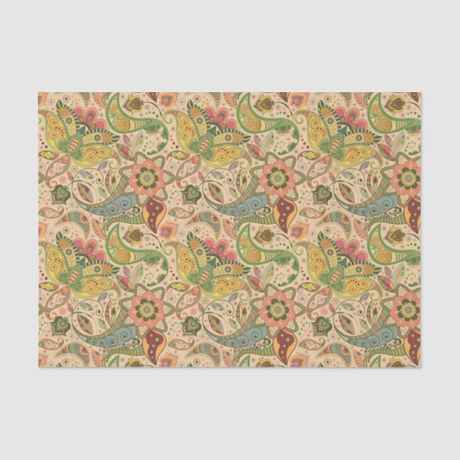 Papier Mousseline Papier de tissus décoratif à fleurs Paisley (Recto)