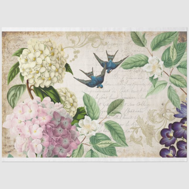 Papier Mousseline Papier de tissus décoratif Vintage Floral (Recto)