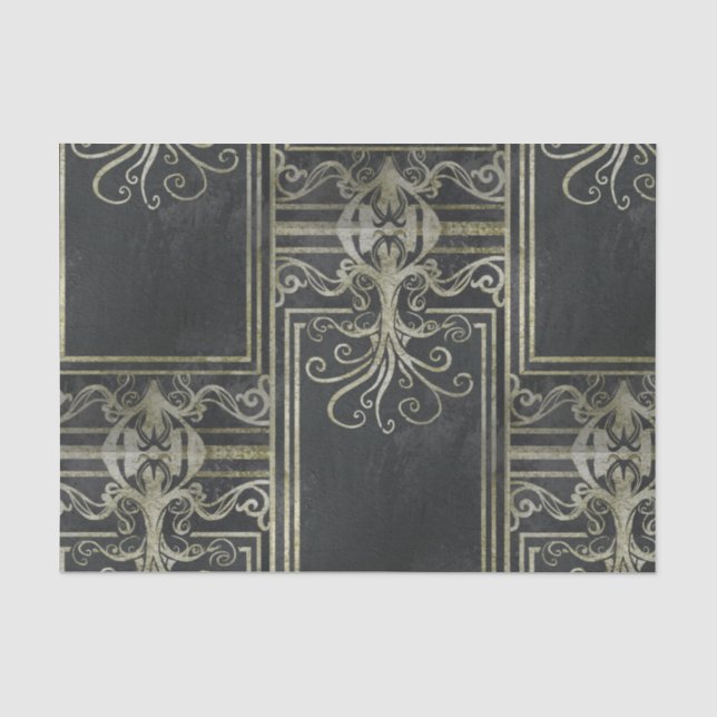 Papier Mousseline Papier de tissus d'Eldrich (noir et or) (Recto)