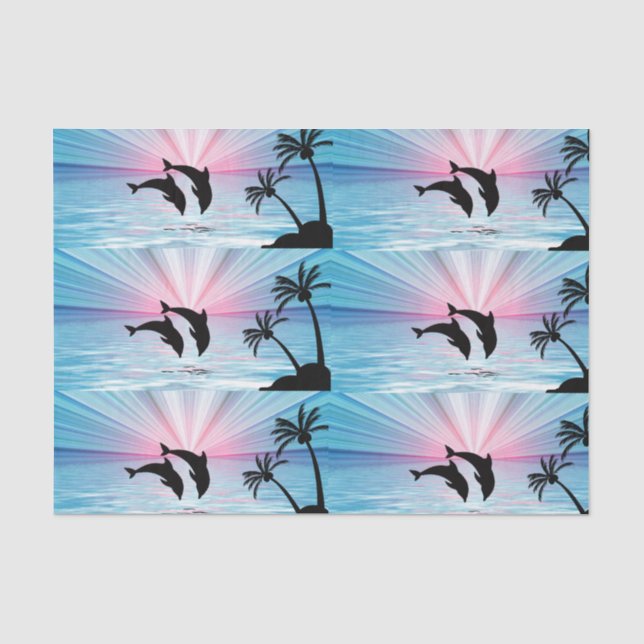 Papier Mousseline Papier de tissus Dolphin Sunset (Recto)
