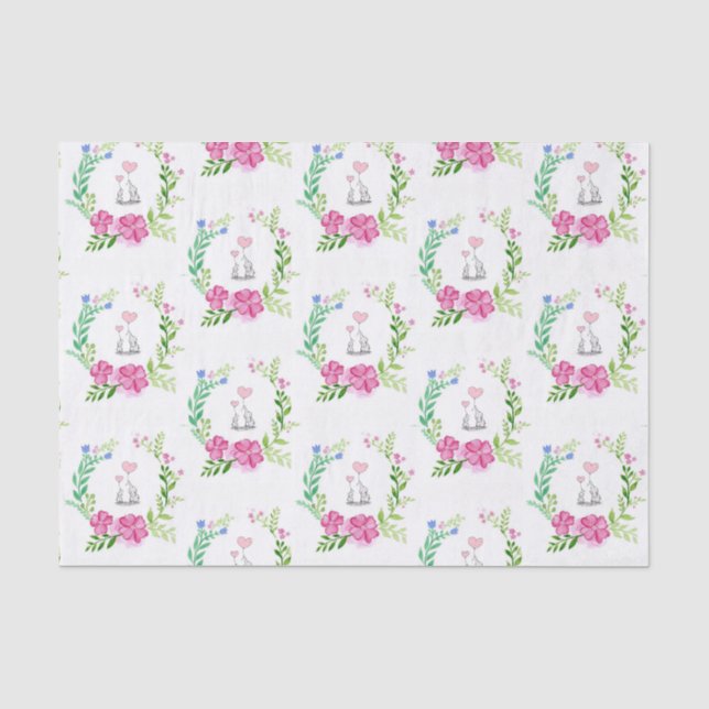 Papier Mousseline Papier de tissus Eléphant floral (Recto)