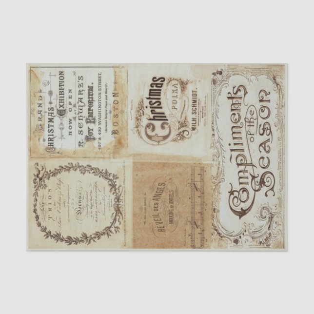 Papier Mousseline Papier de tissus Ephemera de Noël (Recto)