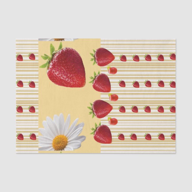 Papier Mousseline Papier de tissus Fraise blanche (Recto)