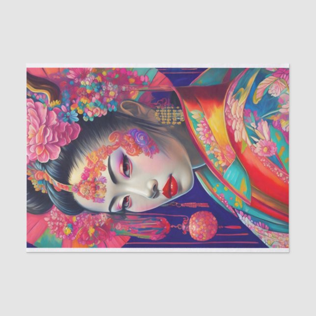 Papier Mousseline Papier de tissus Geisha unique (Recto)