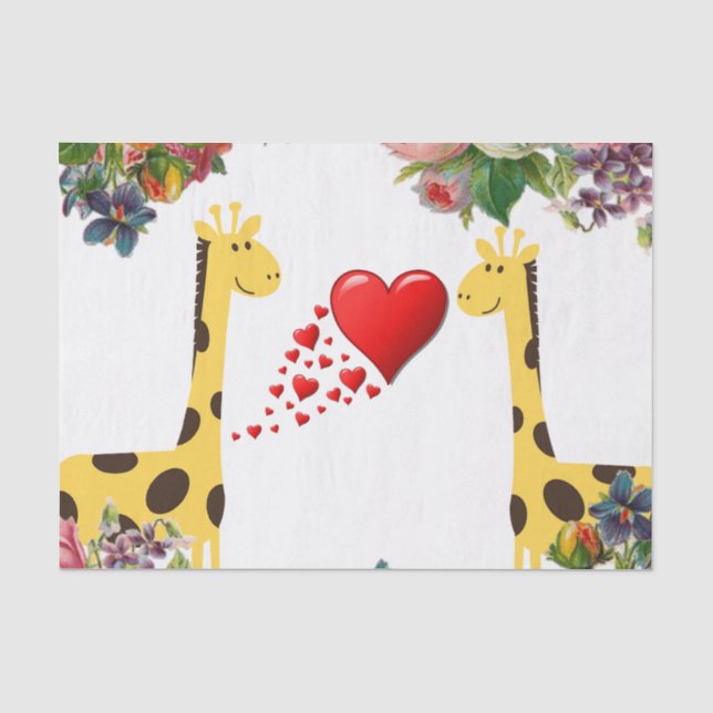 Papier Mousseline Papier de tissus Giraffe florale (Recto)