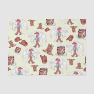 Papier Mousseline Papier de tissus Jeune Cowboy et Cheval