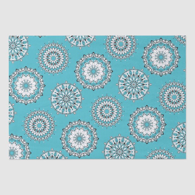 Papier Mousseline Papier de tissus Mandalas bleu (Recto)