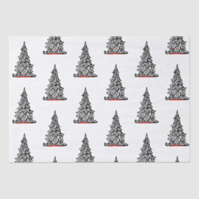 Papier Mousseline Papier de tissus NOËL noir et blanc (Recto)