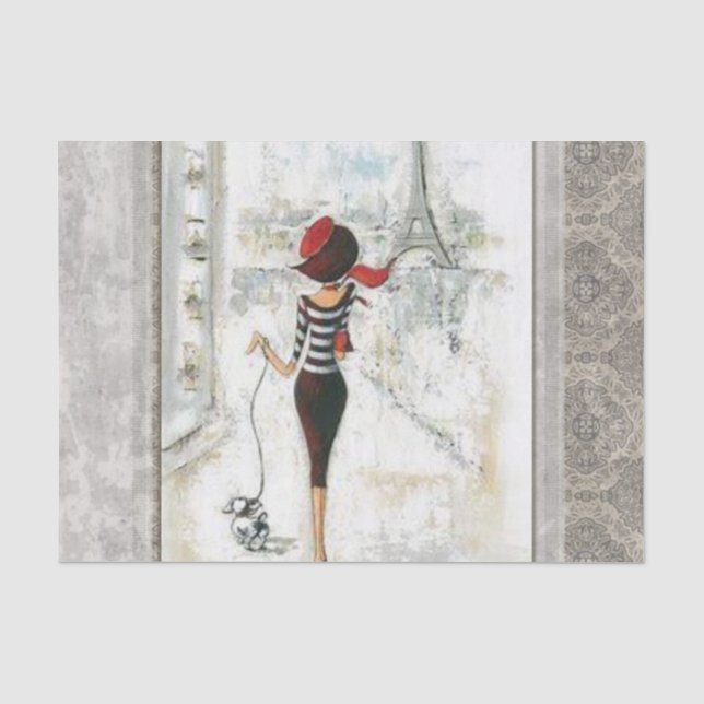Papier Mousseline Papier de tissus Paris France Lady (Recto)