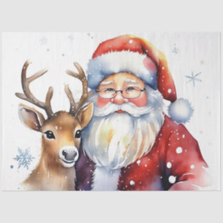 Papier Mousseline Papier de tissus père Noël et Reindeer