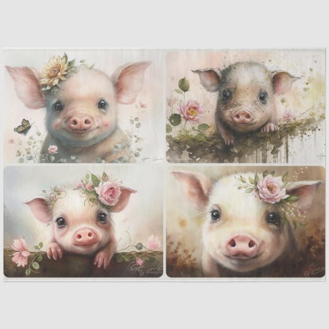 Papier Mousseline Papier de tissus pour bébés cochons (Recto)