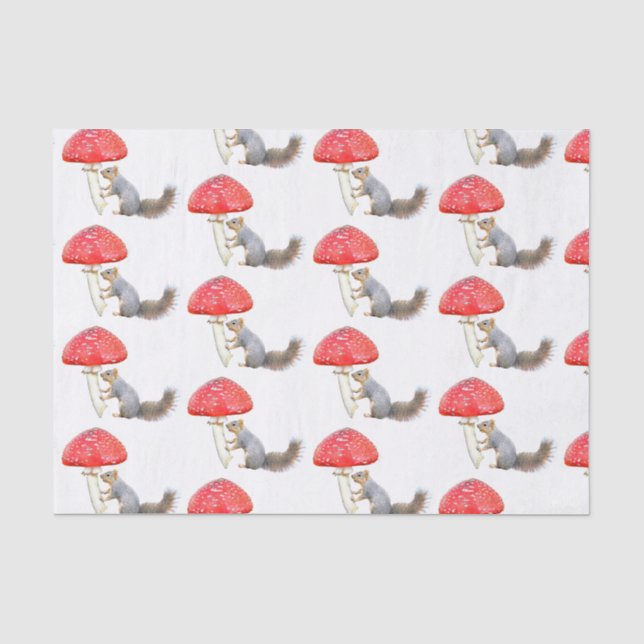 Papier Mousseline Papier de tissus pour champignon rouge écureuil (Recto)