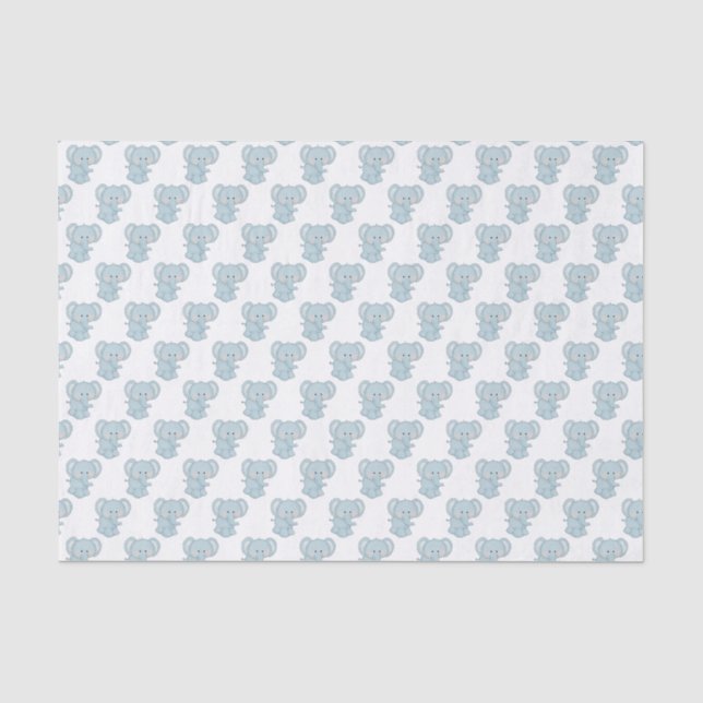 Papier Mousseline Papier de tissus pour éléphants bleu bébé (Recto)