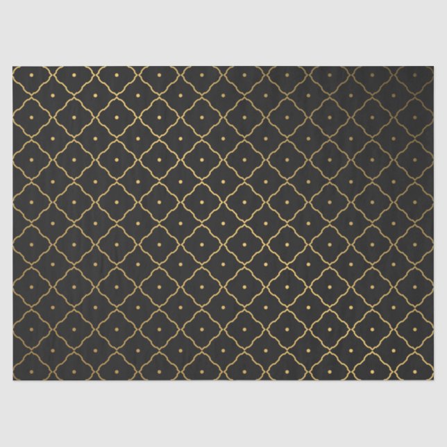 Papier Mousseline Papier de tissus Quatrefot Noir Or (Recto)