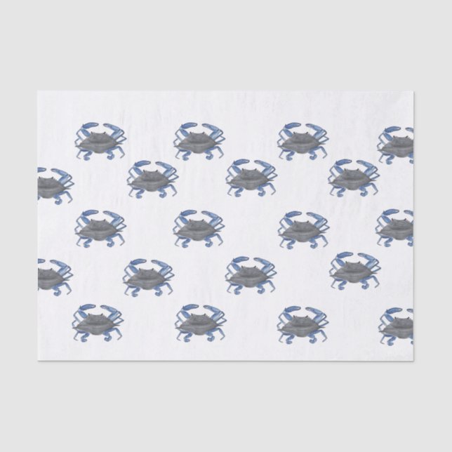 Papier Mousseline Papier de tissus répétitif de crabe bleu (Recto)
