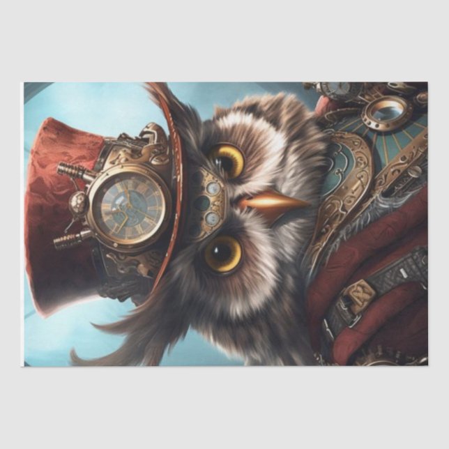 Papier Mousseline Papier de tissus Steampunk Owl (Recto)