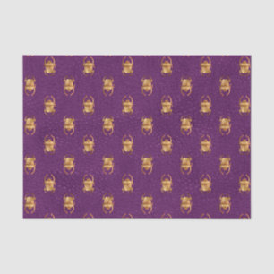 Papier Mousseline Papier de tissus violet et or égyptien scarabée