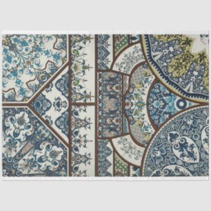 Papier Mousseline Papier déco d'inspiration marocaine bleu et blanc