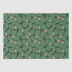 Papier Mousseline Papier d'emballage Green Holly Christmas