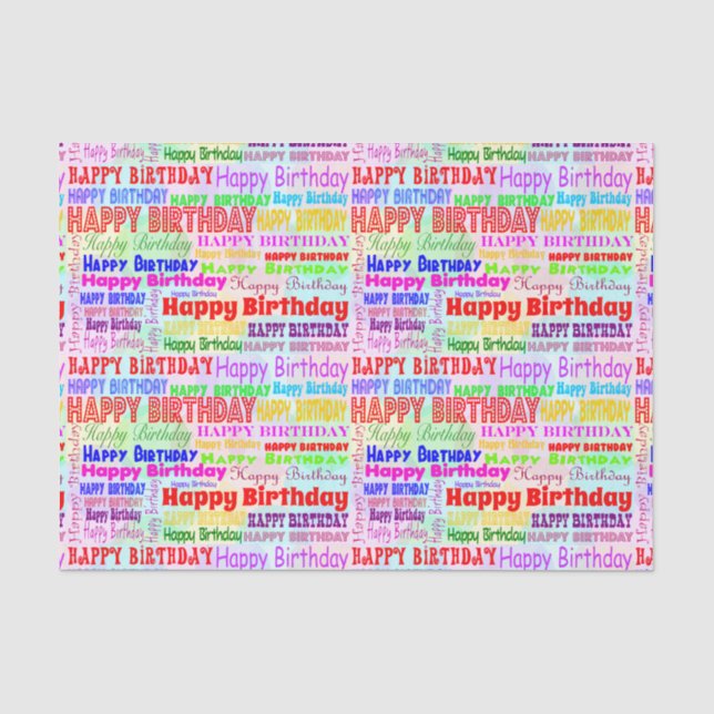 Papier Mousseline Papier d'enveloppe de cadeau d'anniversaire, (Recto)