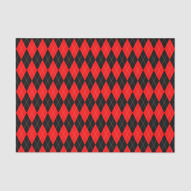 Papier Mousseline Papier en tissu Motif noir et rouge (Recto)