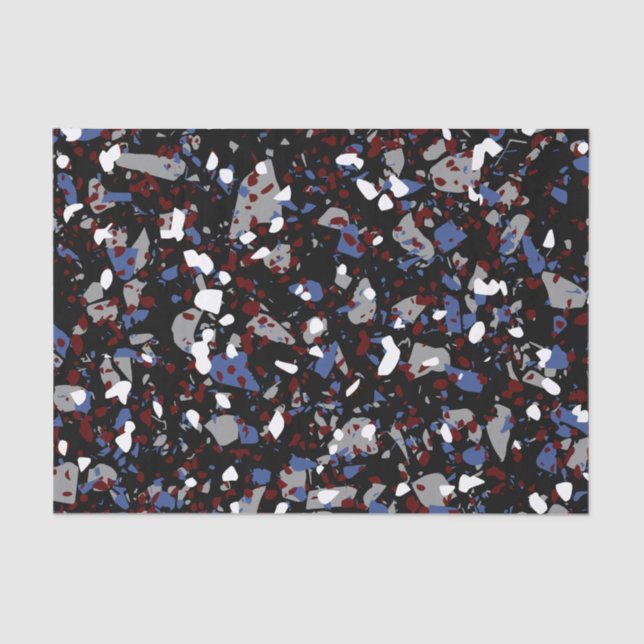 Papier Mousseline Papier en tissu Terrazzo noir (Recto)