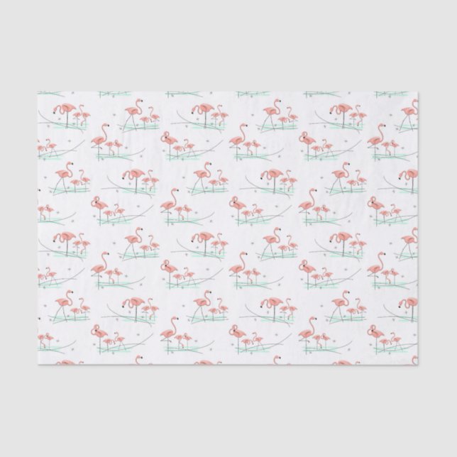 Papier Mousseline Papier Flamant rose Ocean Multi tissu (Recto)