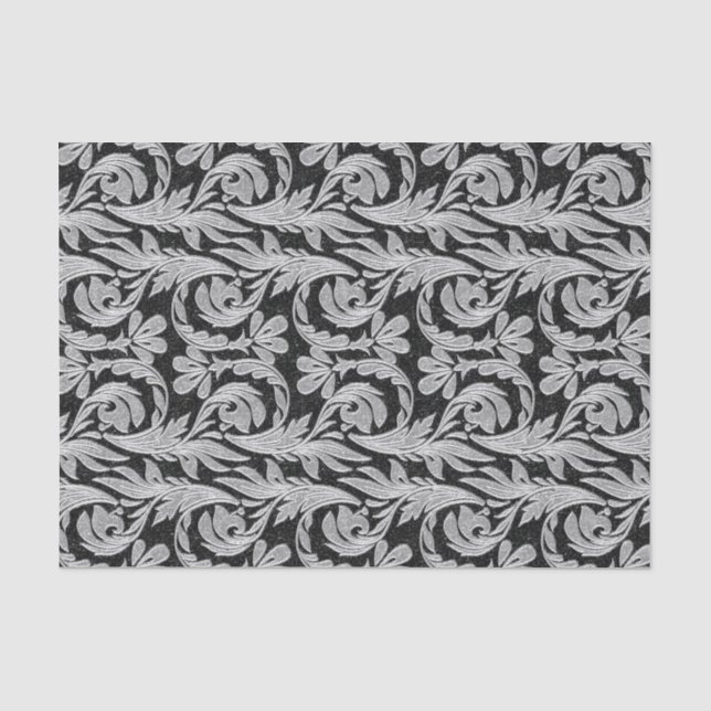 Papier Mousseline PAPIER Métallurgique Waves-Noir-Blanc-TISSU (Recto)