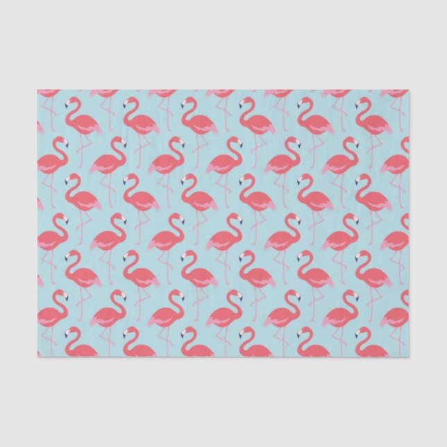 Papier Mousseline Papier motif rose flamingo bleu (Recto)