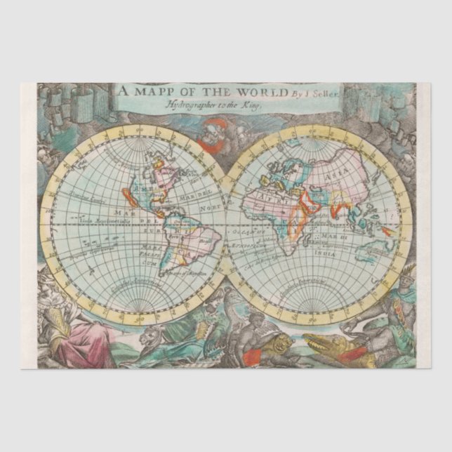 PAPIER MOUSSELINE PAPIER MOUSSELINE: CARTE MONDIALE ANTIQUE (Recto)