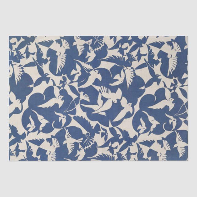 PAPIER MOUSSELINE PAPIER MOUSSELINE: PIGEONS EN BLANC + BLEU : 1928 (Recto)
