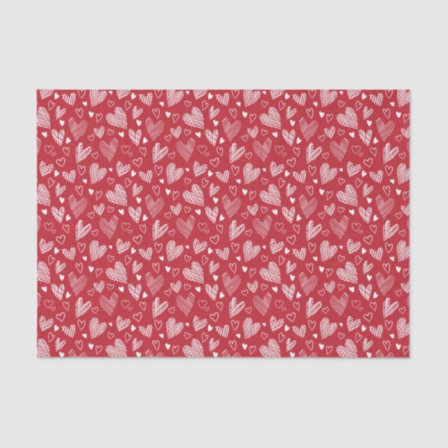 Papier Mousseline Papier papier Motif Red Hearts (Recto)
