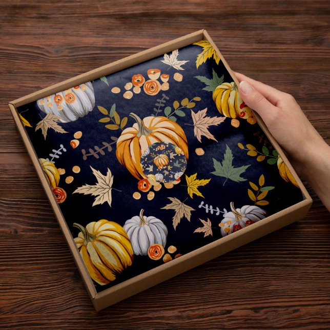 Papier Mousseline Papier papier papier Citrouille floral bleu | Papi (Créateur téléchargé)