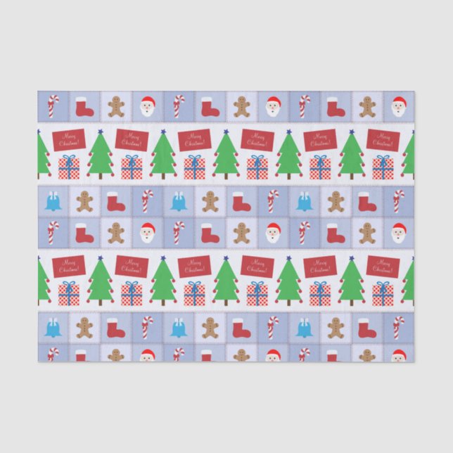 Papier Mousseline Papier papier papier papier Motif de Noël bleu (Recto)