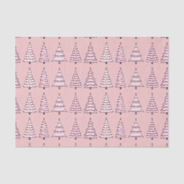 Papier Mousseline Papier papier Tissu de l'arbre de Noël rose (Recto)