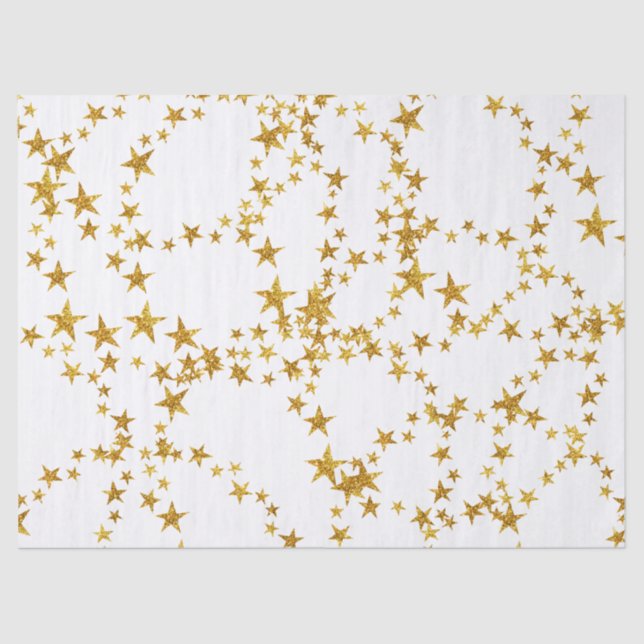 Papier Mousseline Papier papier tissu simple Gold et White Star (Recto)