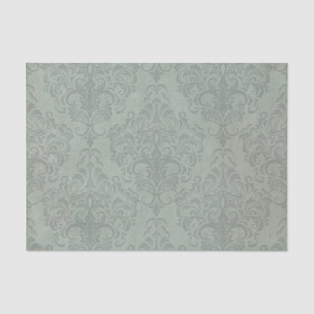 Papier Mousseline Papier peint rustique gris de cru de damassé (Recto)