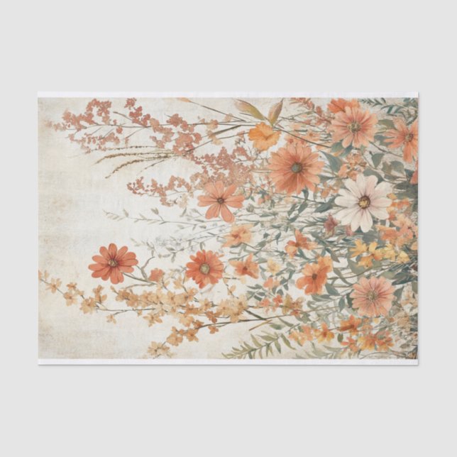 Papier Mousseline Papier soie Decoupage Automne Fleurs sauvages Var0 (Recto)