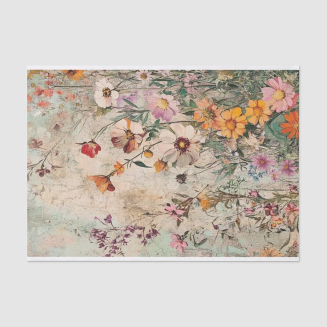 Papier Mousseline Papier soie Decoupage Automne Fleurs sauvages Var0 (Recto)
