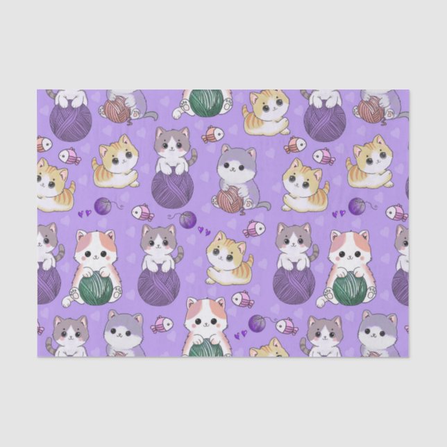 Papier Mousseline Papier Tissu Adorable Kittens (Recto)