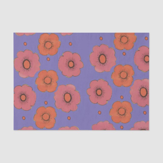 Papier Mousseline Papier Tissu Afro Poppies (Recto)