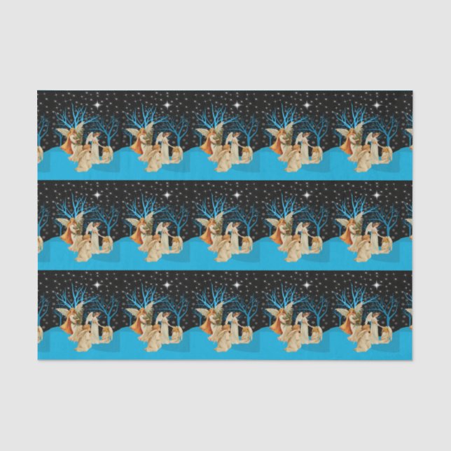 Papier Mousseline Papier Tissu Anges Neiges (Recto)