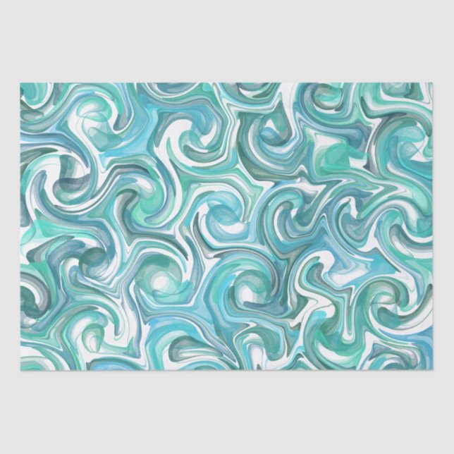 Papier Mousseline Papier Tissu Aqua Swirl (Recto)