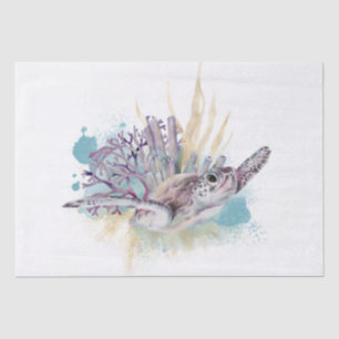 Papier Mousseline Papier Tissu Aquarelle de la tortue de mer
