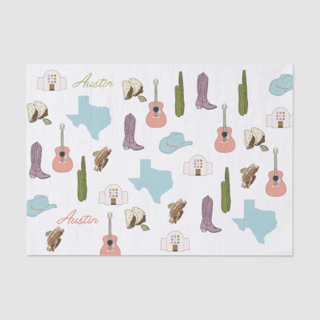 Papier Mousseline Papier Tissu Austin Texas (Recto)