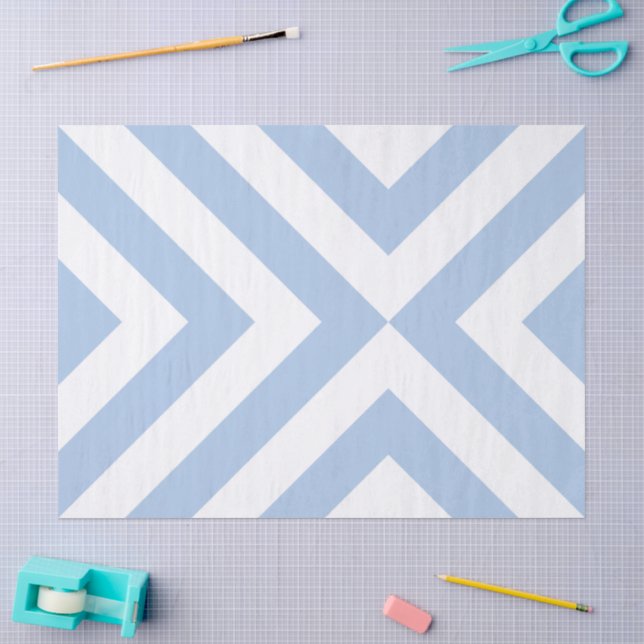 Papier Mousseline Papier Tissu bleu clair et blanc (Artisanat)