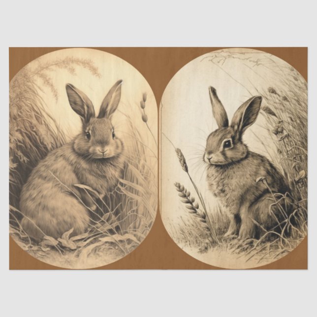 Papier Mousseline Papier Tissu Bunnies vintages (Recto)